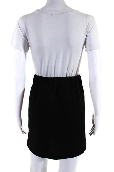 Camaieu Womens Webbing Stripe Elastic Waist Mini Skirt Black Red Navy IT 46
