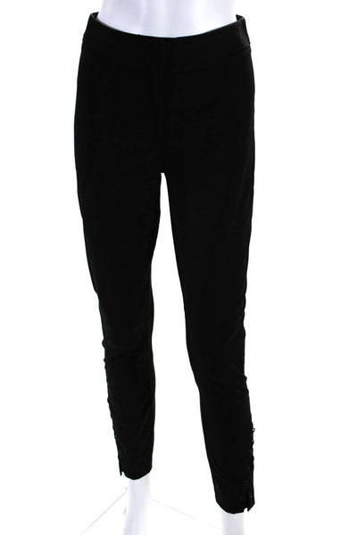 Donna Karan Womens Laced Ankle Mid Rise Skinny Pants Black Cotton Size 0