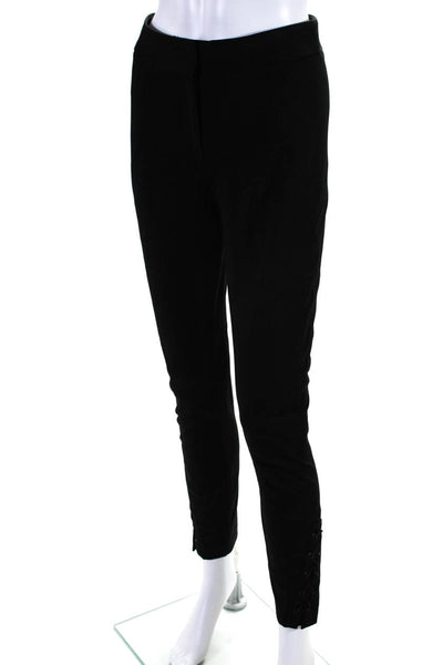 Donna Karan Womens Laced Ankle Mid Rise Skinny Pants Black Cotton Size 0