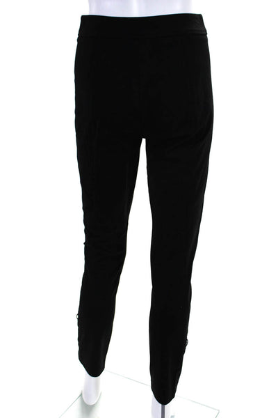 Donna Karan Womens Laced Ankle Mid Rise Skinny Pants Black Cotton Size 0