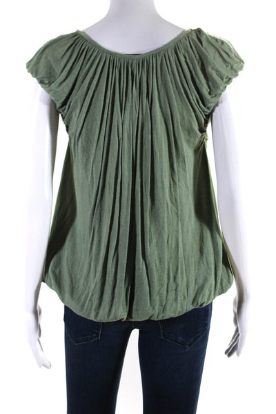 Stella McCartney Womens Scoop Neck Bubble Hem Sleeveless Top Blouse Green FR 36