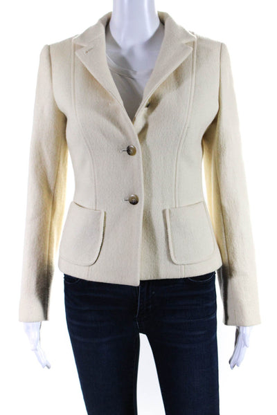Weekend Max Mara Womens Standing Collar Fleece Button Up Jacket Ivory Size 4