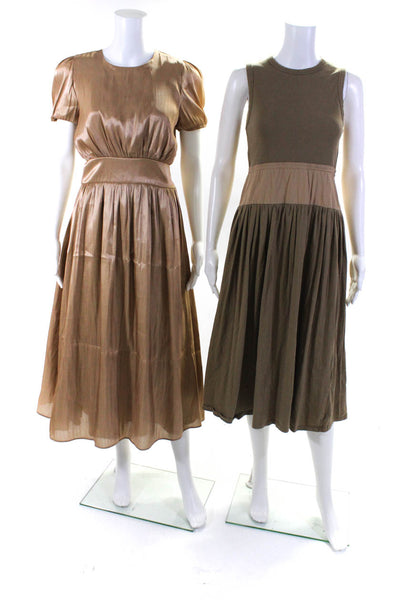 Zara Women's Cotton Sleeveless Drawstring Midi Dress Green Size S, Lot 2