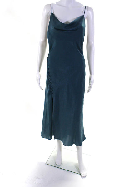 Zara Lisa Marie Fernandez Cowl Button Trim Slip Dress Blue Size S XS, Lot 2
