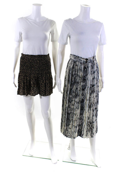 Zara Women's Smocked Abstract Print Metallic Mini Skirt Black/Gold Size S, Lot 2