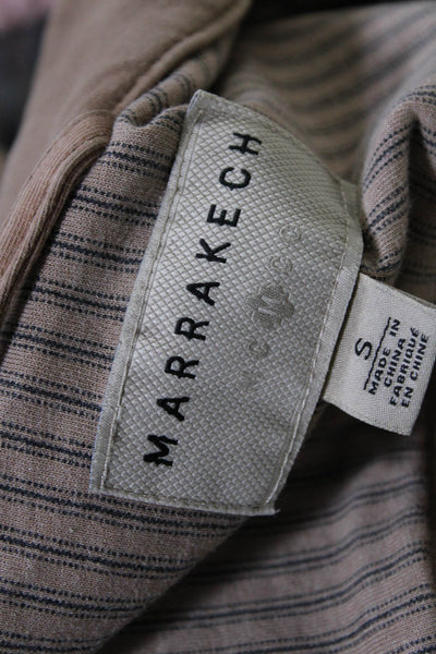 Marrakech Womens Full Zipper Light Jacket Brown Cotton Size Small