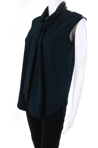 MM. La Fleur Women's Sleeveless Tie Front V-Neck Curved Hem Blouse Blue Size XS