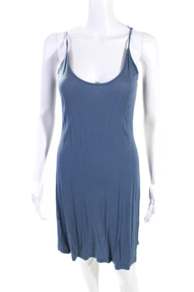 Meadow Rue Womens Sleeveless V Neck Belted Printed Midi Dress Blue White Size 2