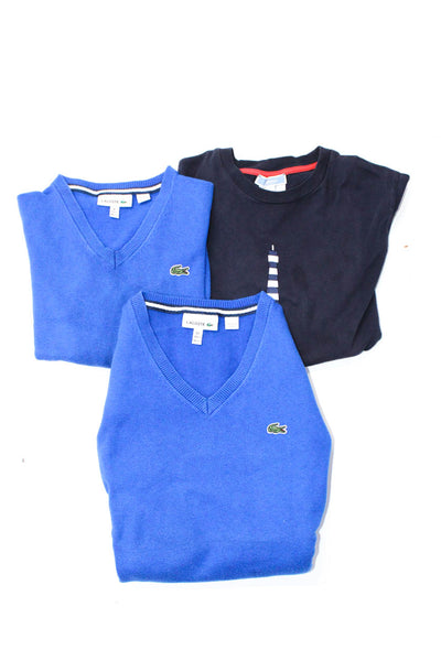 Lacoste Jacadi Boys Shirt Blue Cotton V-Neck Pullover Sweater Top Size 10 6 lot3