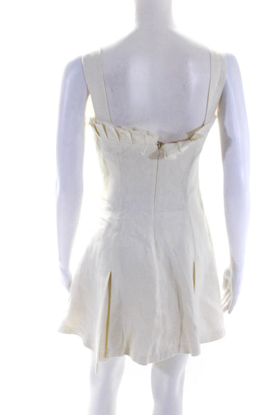 Alexis Women's Square Neck Spaghetti Straps Ruffle Flare Mini Dress White Size S