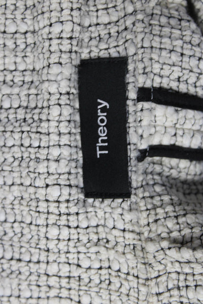 Theory Womens Long Sleeve Fringe Open Front Knit Jacket White Cotton Size Large