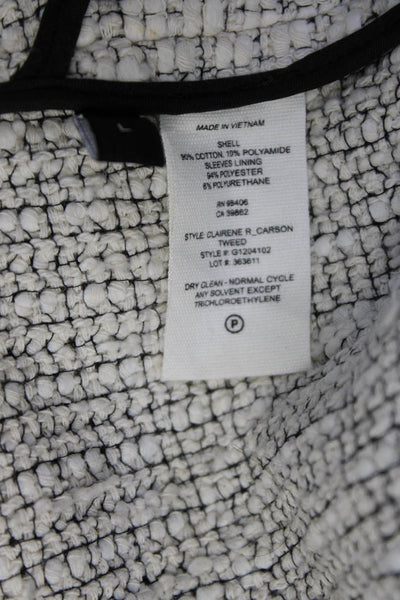 Theory Womens Long Sleeve Fringe Open Front Knit Jacket White Cotton Size Large