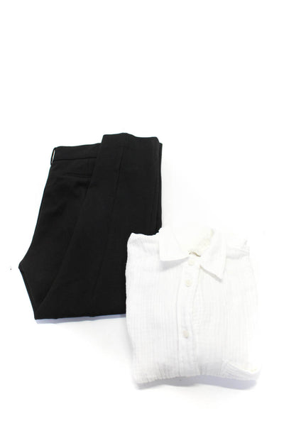 J Crew Womens Gauze Collared Shirt Dress Pants White Black Size 12 14 Lot 2