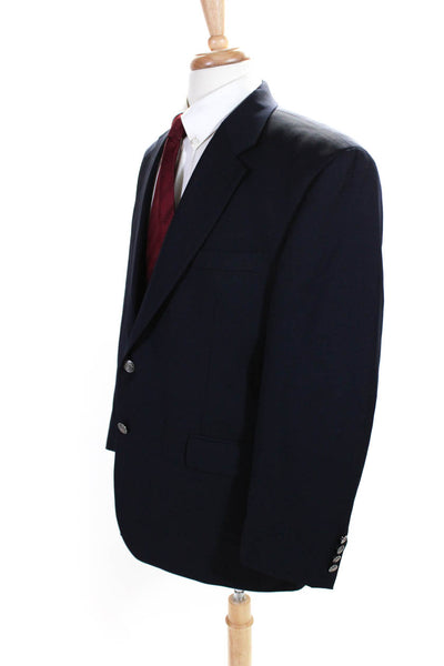 Michael Michael Kors Mens Navy Blue Wool Long Sleeve Blazer Size 44S