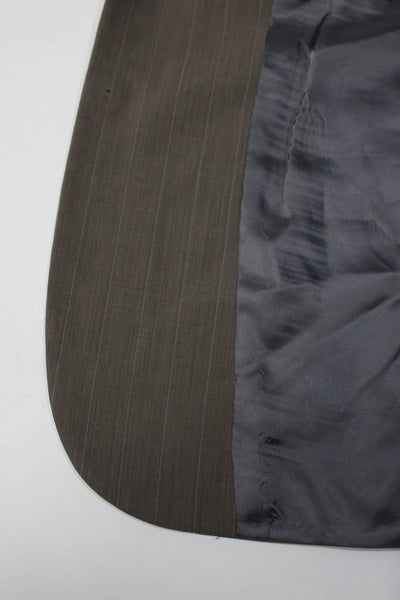 Tom James Mens Brown Wool Pinstriped Blazer Pants Suit Set Size 44