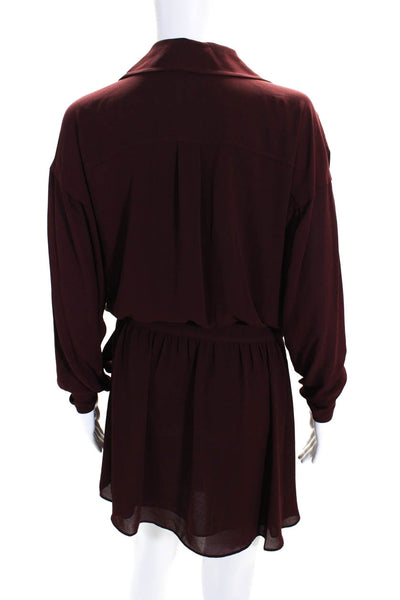 Ramy Brook Womens Summer Long Sleeve Crepe Wrap Dress Cabernet Size Medium