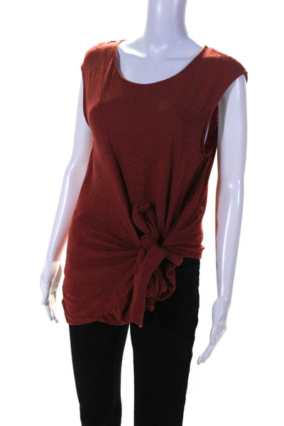 Vanessa Virginia Womens Scoop Neck Knit Oversized Tank Top Red Size Small