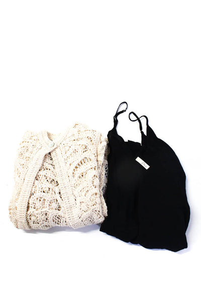 Zara Elan Womens Brown Open Knit Long Sleeve Cardigan Sweater Top Size S lot 2