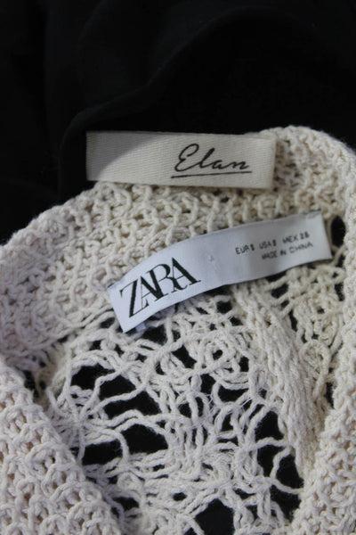Zara Elan Womens Brown Open Knit Long Sleeve Cardigan Sweater Top Size S lot 2
