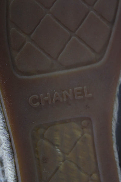Chanel Womens Slip On Cap Toe Interlocking CC Espadrille Loafers Brown Size 42