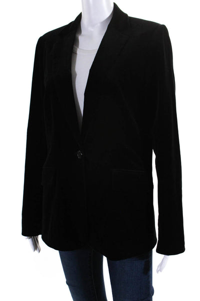 Frame Shirt Womens Single Button Notches Lapel Velvet Blazer Jacket Black Large