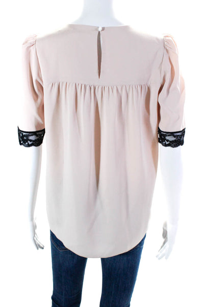 Marc Jacobs Womens Short Sleeve Crew Neck Lace Trim Shirt Pink Size 0