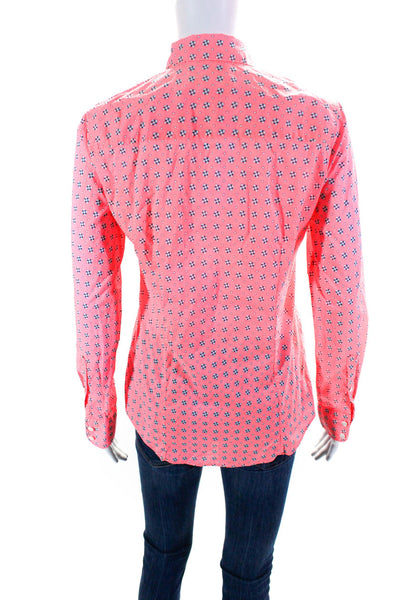 J Crew Womens Long Sleeve Button Front Collared Floral Shirt Pink White Size 2