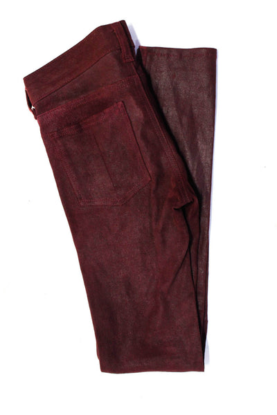 Rag & Bone Jean Womens Leather Skinny Leg Jeans Wine Red Size 24