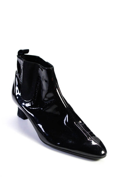 Robert Clergerie Womens Patent Leather Spool Heels Ankle Boots Black Size 11