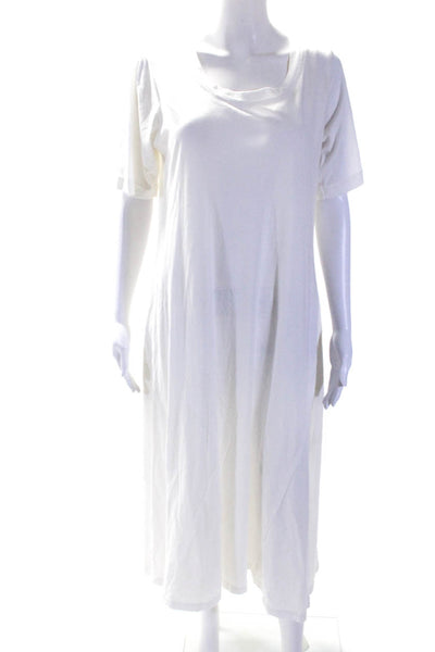 Paper Lace Womens Cotton Knit Short Sleeve Long T-Shirt Dress Ivory White Size M