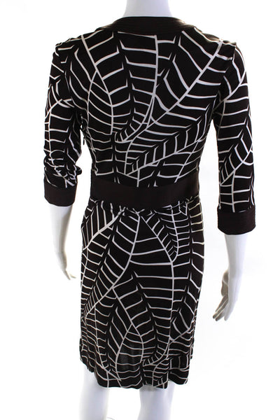 Tory Burch Womens Silk Abstract Print Empire Waist Midi Dress Brown Size XS