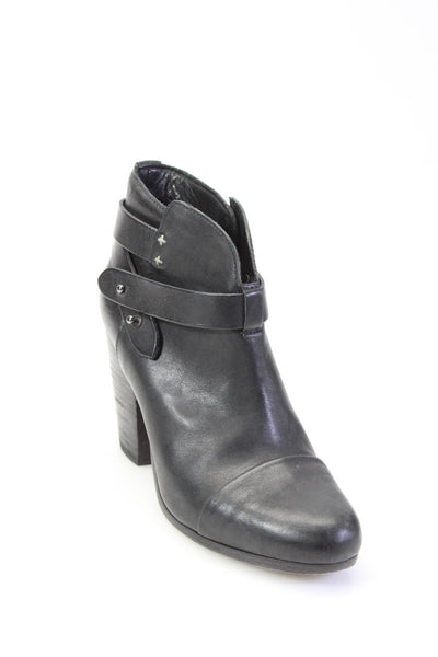 Rag & Bone Womens Leather Cap Toe Strap High Heeled Ankle Booties Black Size 8