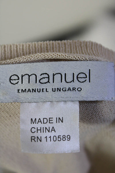 Emanuel Emanuel Ungaro Womens Short Sleeve Wrapped Tied Blouse Beige Size 14