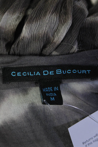 Cecilia De Bucourt Womens Tie Dye Stripe Open Front Layered Cardigan Gray Size M