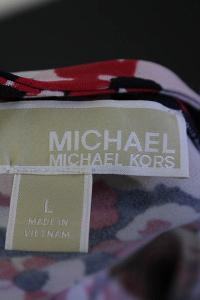 Michael Michael Kors Womens Floral Print Blouse Multi Colored Size Large