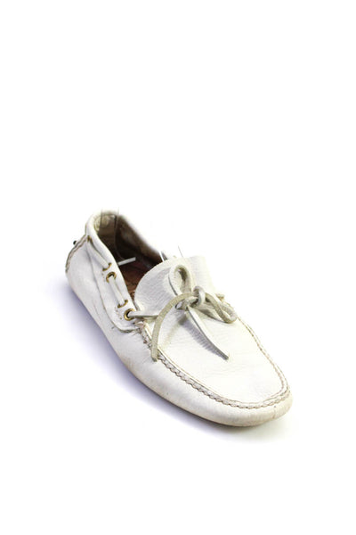 The Car Shoe Womens Leather Slide On Driving Boat Shoes White Size 7.5