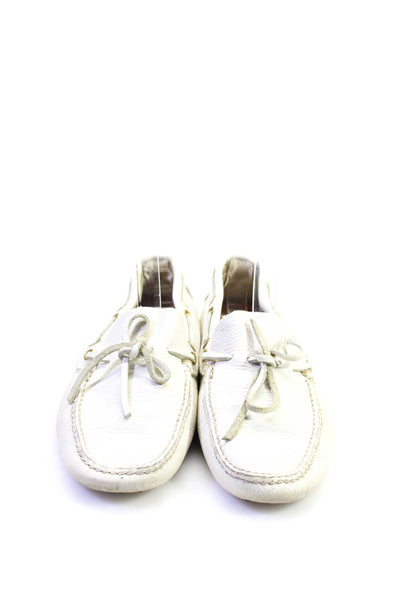 The Car Shoe Womens Leather Slide On Driving Boat Shoes White Size 7.5