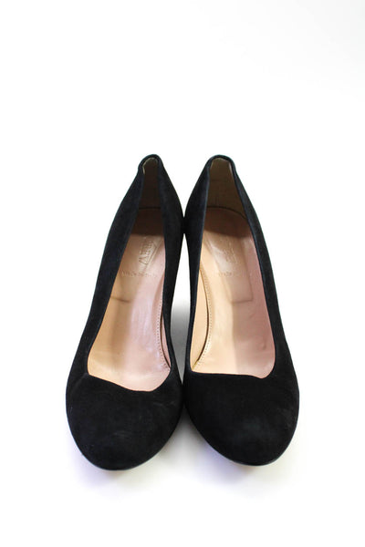 J Crew Womens Suede Leather Round Toe High Heeled Pumps Wedges Black Size 8.5