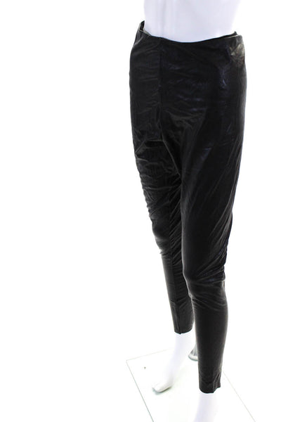 Commando Womens Faux Leather Stretch High Rise Ankle Leggings  Black Size XL