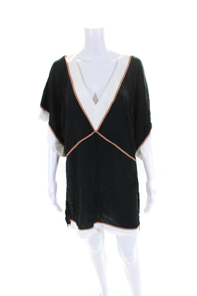 Vix Paula Hermanny Womens V Neck A Line Mini Dress Black Size Large