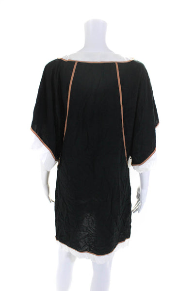 Vix Paula Hermanny Womens V Neck A Line Mini Dress Black Size Large