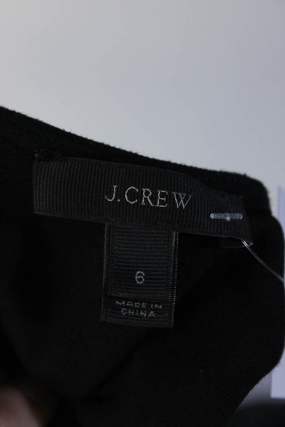 J Crew Womens Knit 3/4 Sleeve Knee Length Paneled Hem Skater Dress Black Size 6