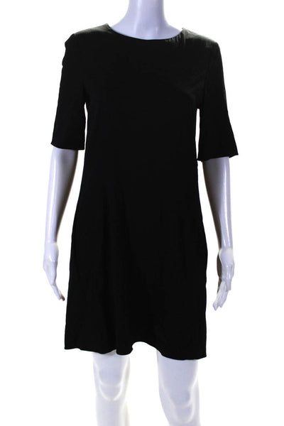 Theyskens Theory Womens Short Sleeve Back Zip Lined Shift Dress Black Size 4
