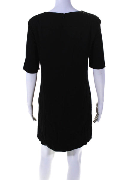 Theyskens Theory Womens Short Sleeve Back Zip Lined Shift Dress Black Size 4
