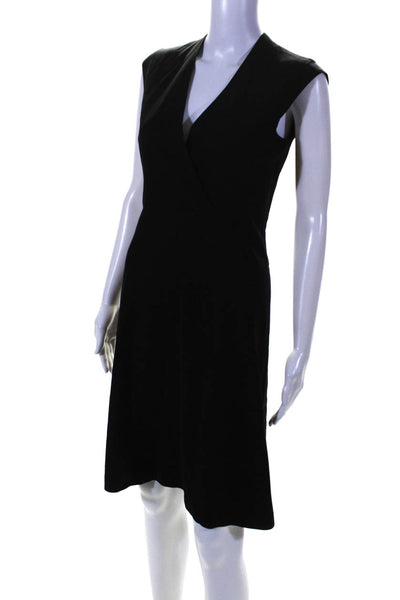 Theory Womens Wool V-Neck Sleeveless Knee Length Fit & Flare Dress Black Size 2