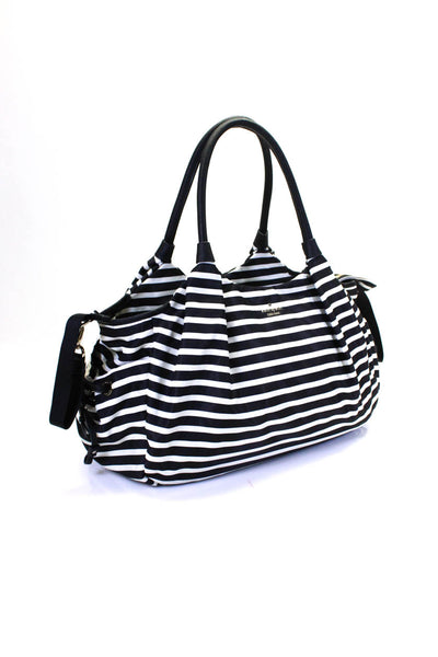 Kate Spade New York Striped Print Double Strap Diaper Shoulder Handbag Navy Blue