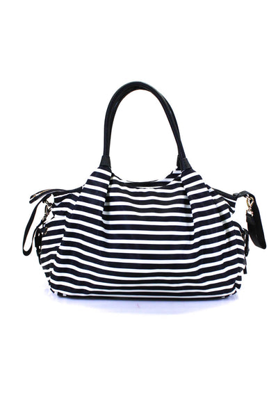 Kate Spade New York Striped Print Double Strap Diaper Shoulder Handbag Navy Blue