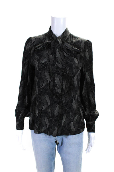 Ted Baker London Womens Silk Spotted Button Down Blouse Black White Size 2