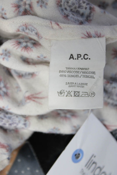 A.P.C. Womens Half Button Down Blouse White Multi Colored Size Small