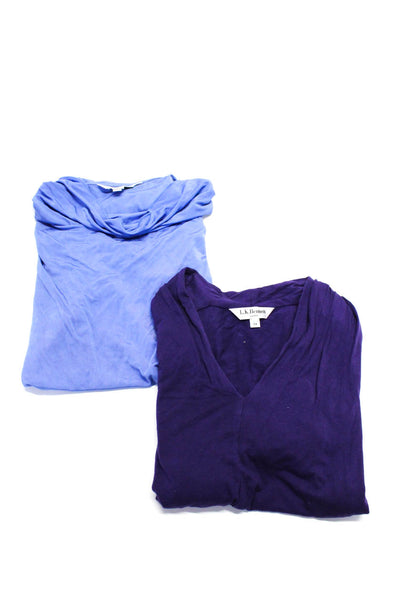 L.K. Bennett Womens V Cowl Neck Blouses Purple Blue Size Extra Small Small Lot 2